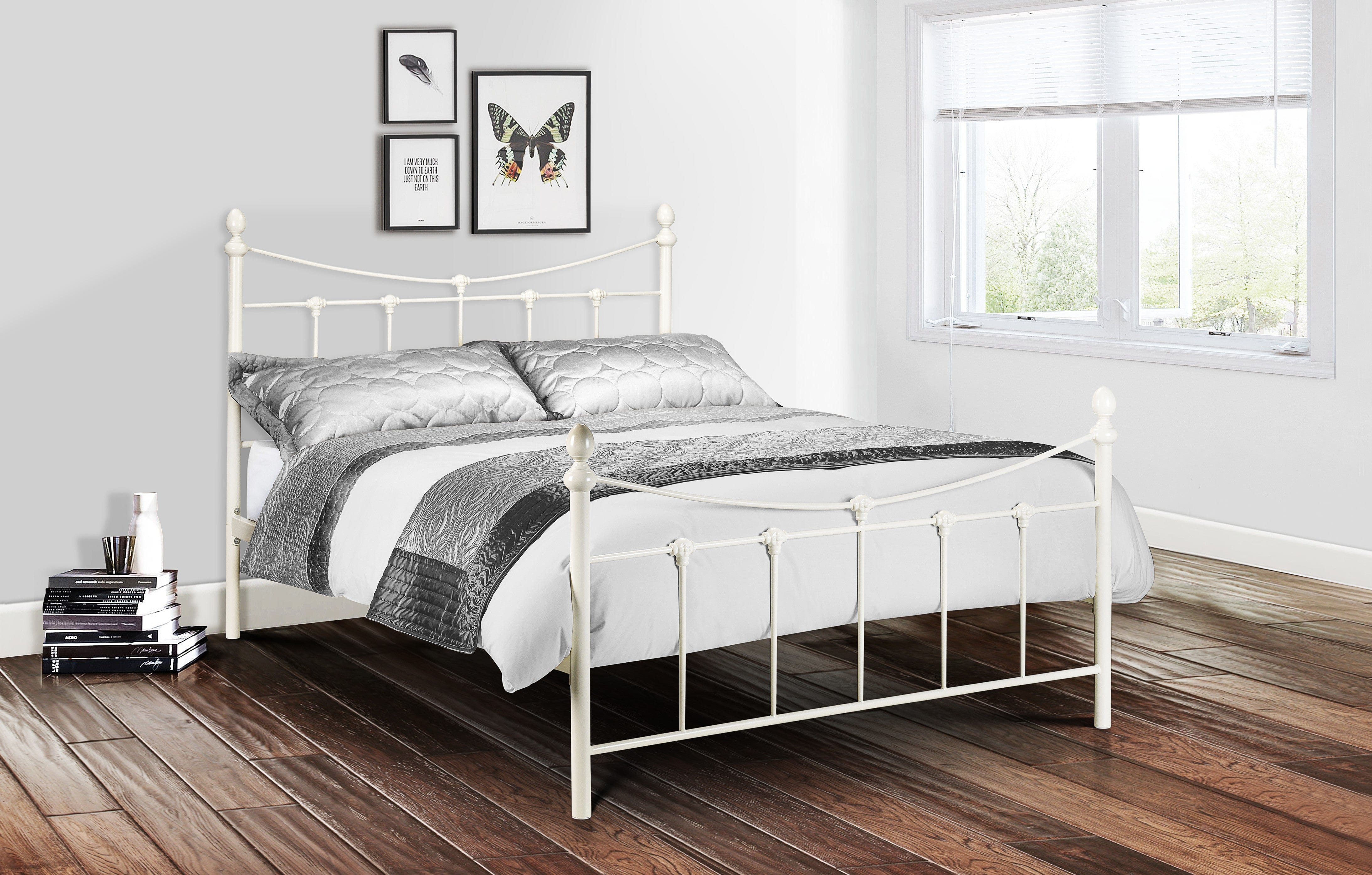 Rebecca Metal Bed - Stone White Satin – Julian Bowen, view 6