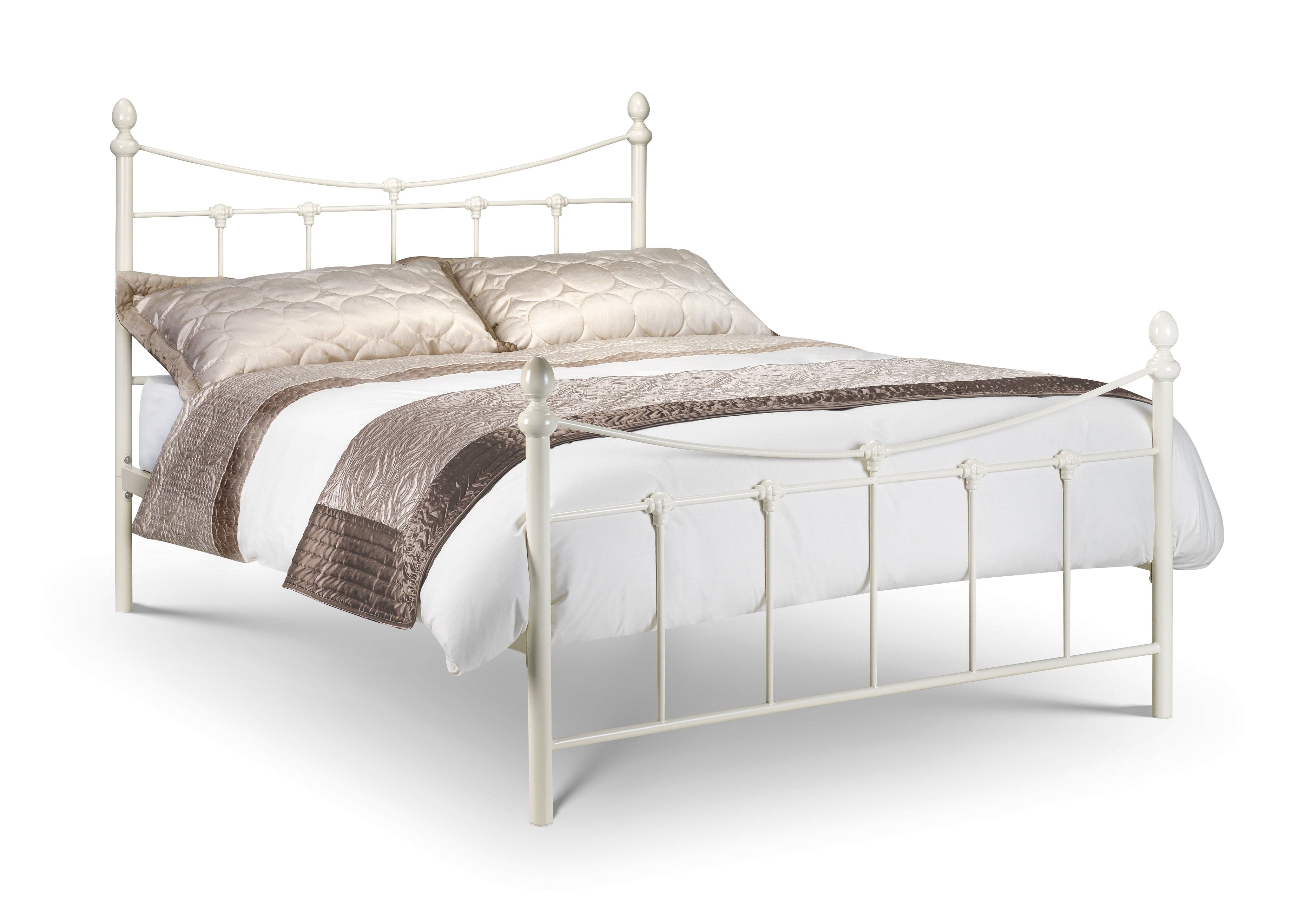 Rebecca Metal Bed - Stone White Satin – Julian Bowen