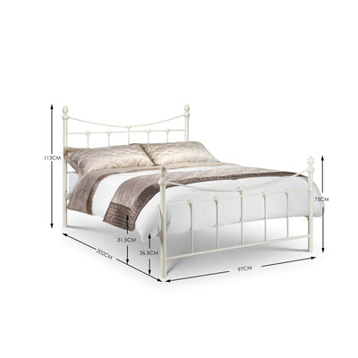 Rebecca Metal Bed - Stone White Satin – Julian Bowen, view 2