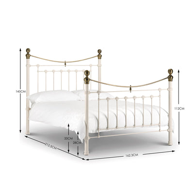 Victoria Stone White Bed Metal Bed - Stone White With Brass – Julian Bowen, view 5
