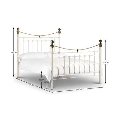 Victoria Stone White Bed Metal Bed - Stone White With Brass – Julian Bowen, view 2