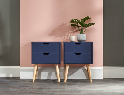Nyborg Pair Of 2 Drawer Bedsides Nightshadow – Nightshadow