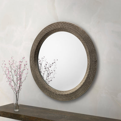 Cadence Large Round Pewter Wall Mirror – Julian Bowen, view 2