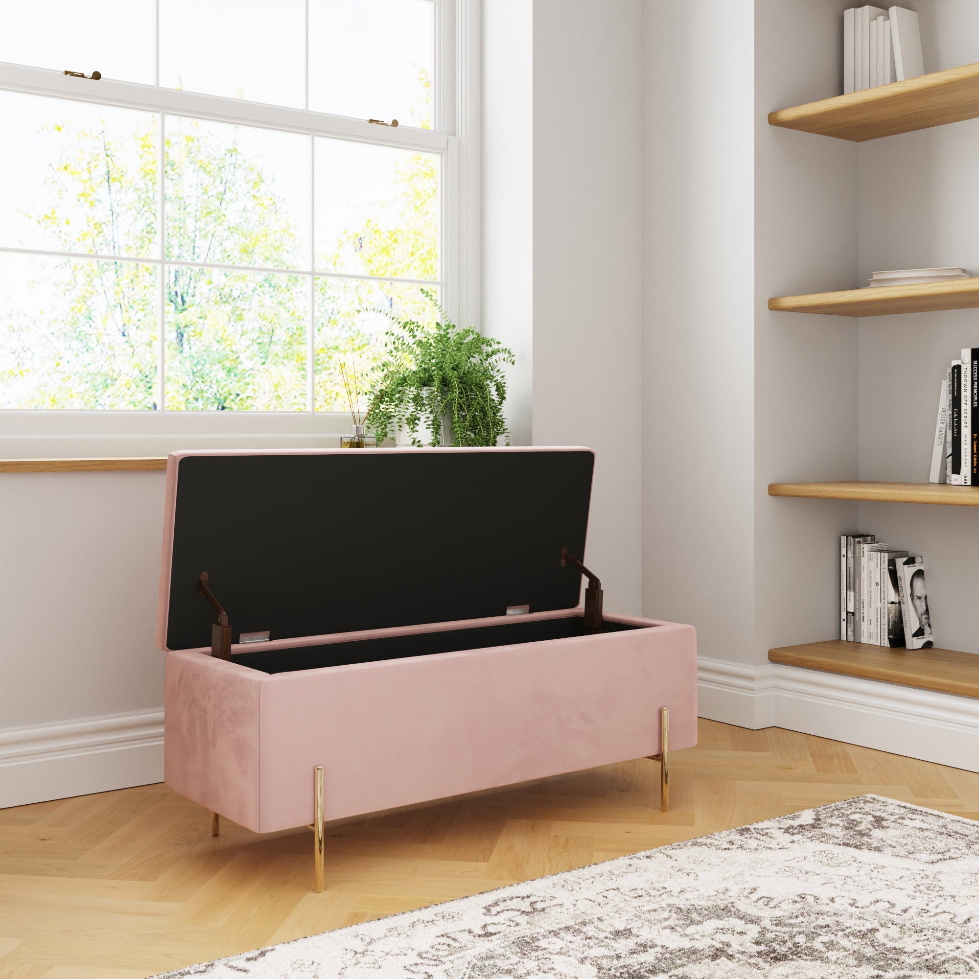 Mystica Ottoman Storage Bench Blush Pink – GFW, view 3