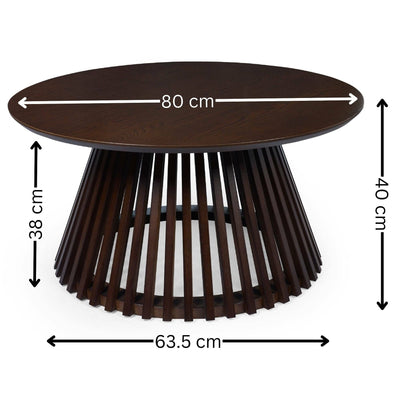 Ollie Dark Oak 80cm Round Coffee Table – Julian Bowen, view 3