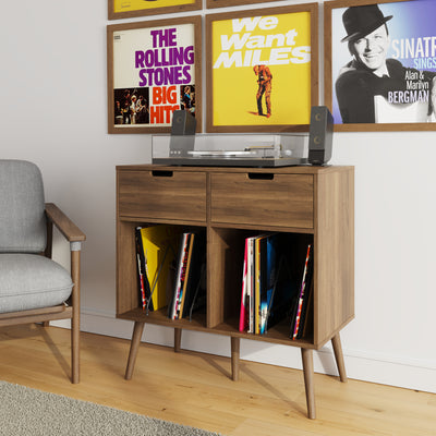 Jaxon 2 Drawer Turntable Stand – Walnut