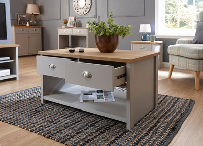 Lancaster 2 Drawer Coffee Table Grey – GFW, view 5