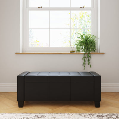 Verona Ottoman Bench Black  Pu – GFW, view 5