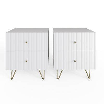 Thalia 2 Drawer Bedside Table Pair – White