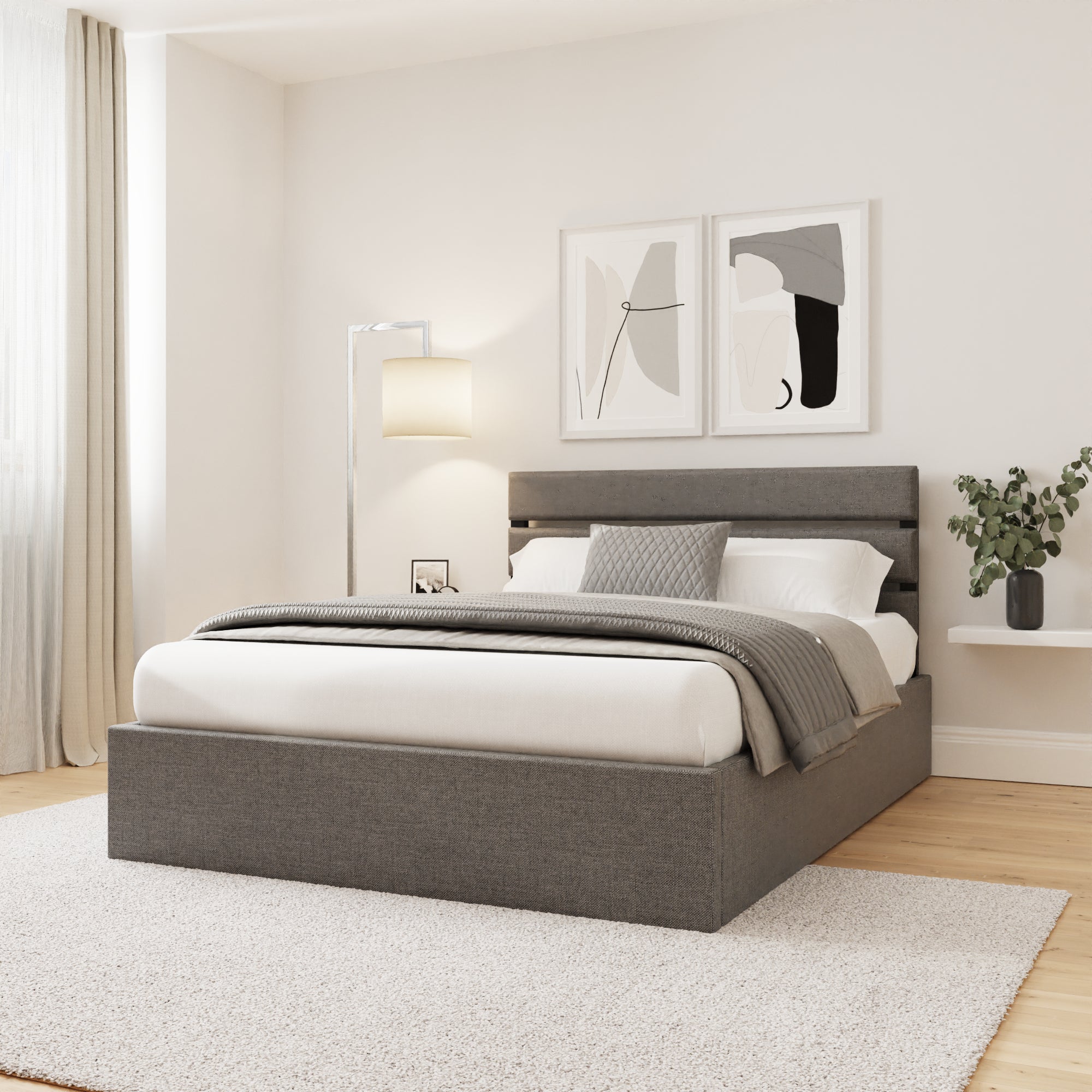 Hudson 135cm End Lift Ottoman Bed – Grey