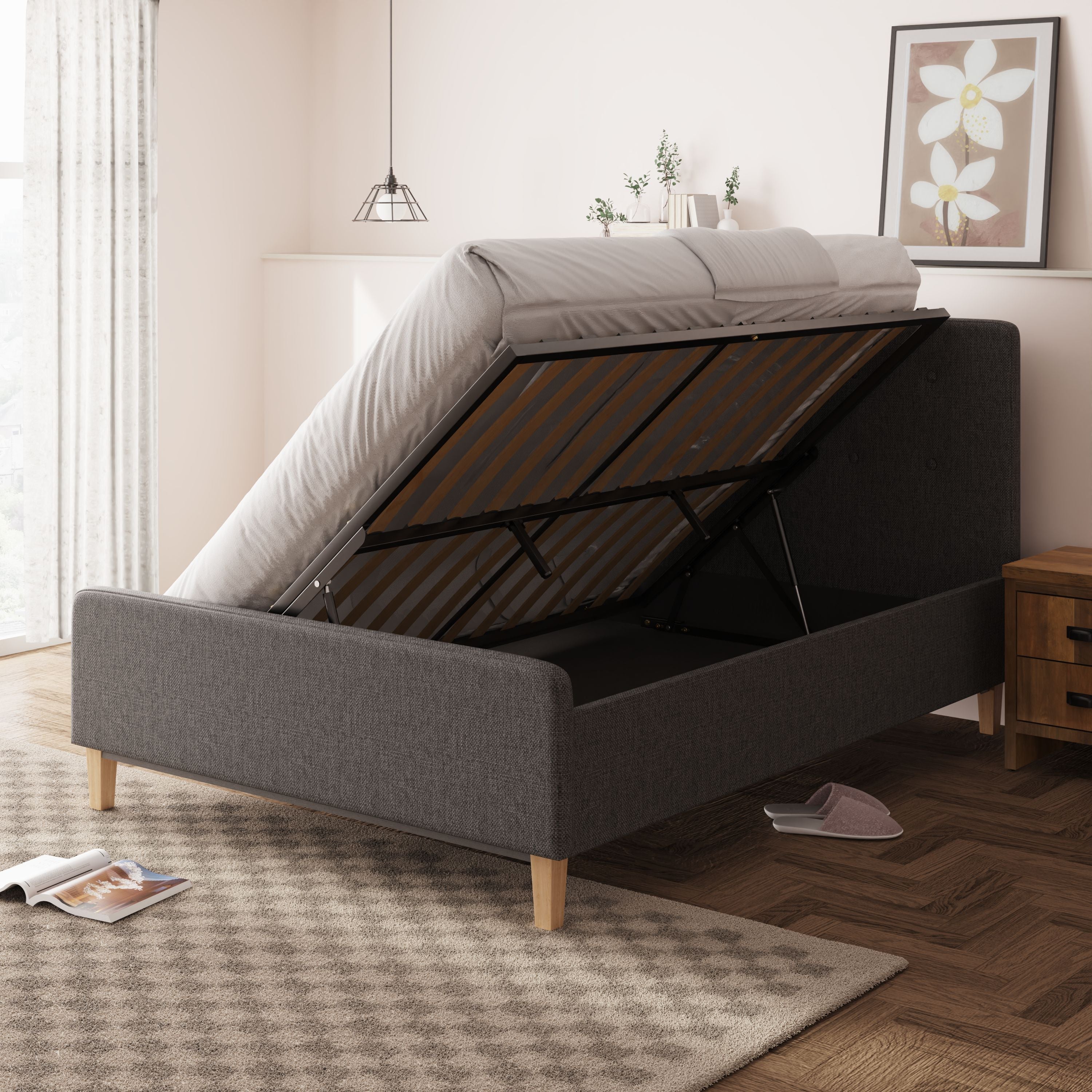 Ashbourne Ottoman Bed Dark Grey – GFW, view 15
