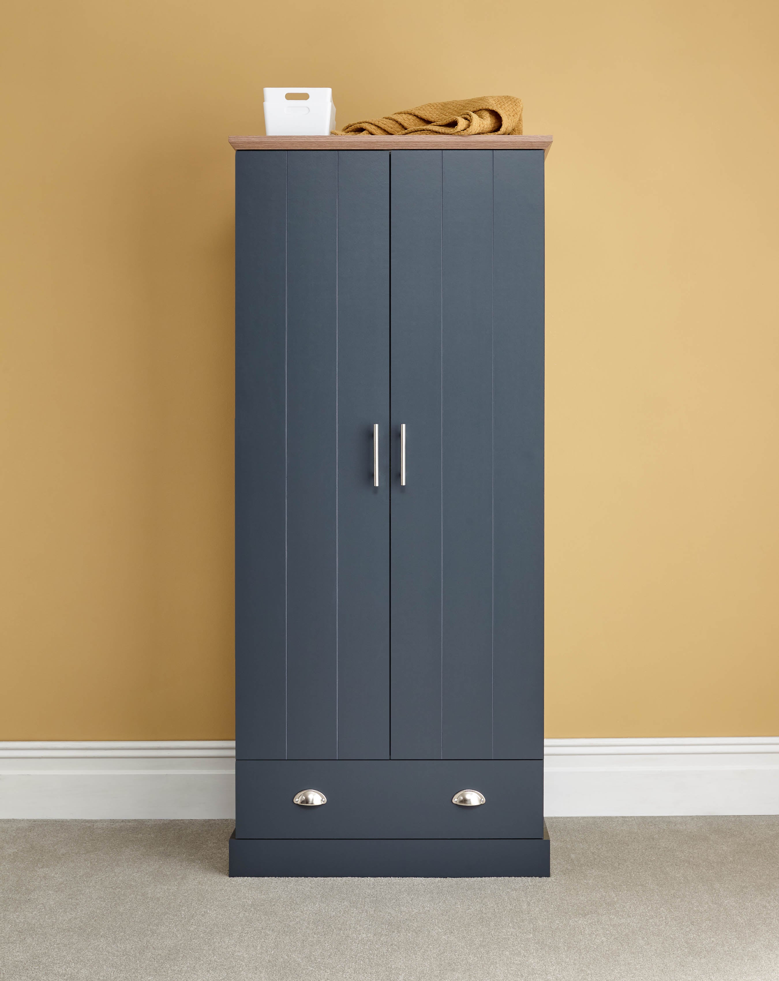Kendal 2 Door 1 Drawer Wardrobe Slate Blue – GFW