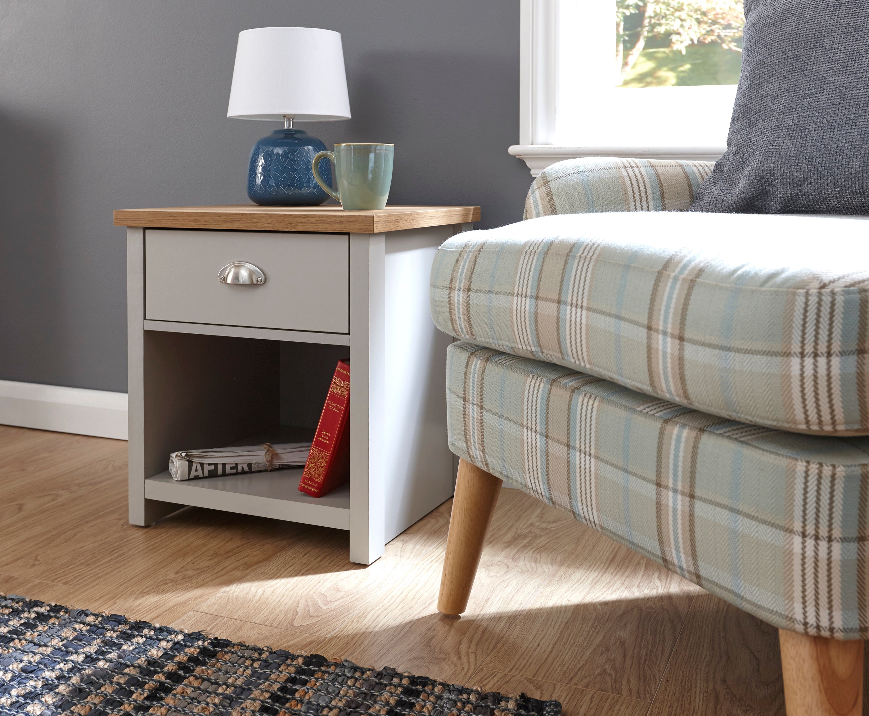 Lancaster Lamp Table Grey – GFW, view 2