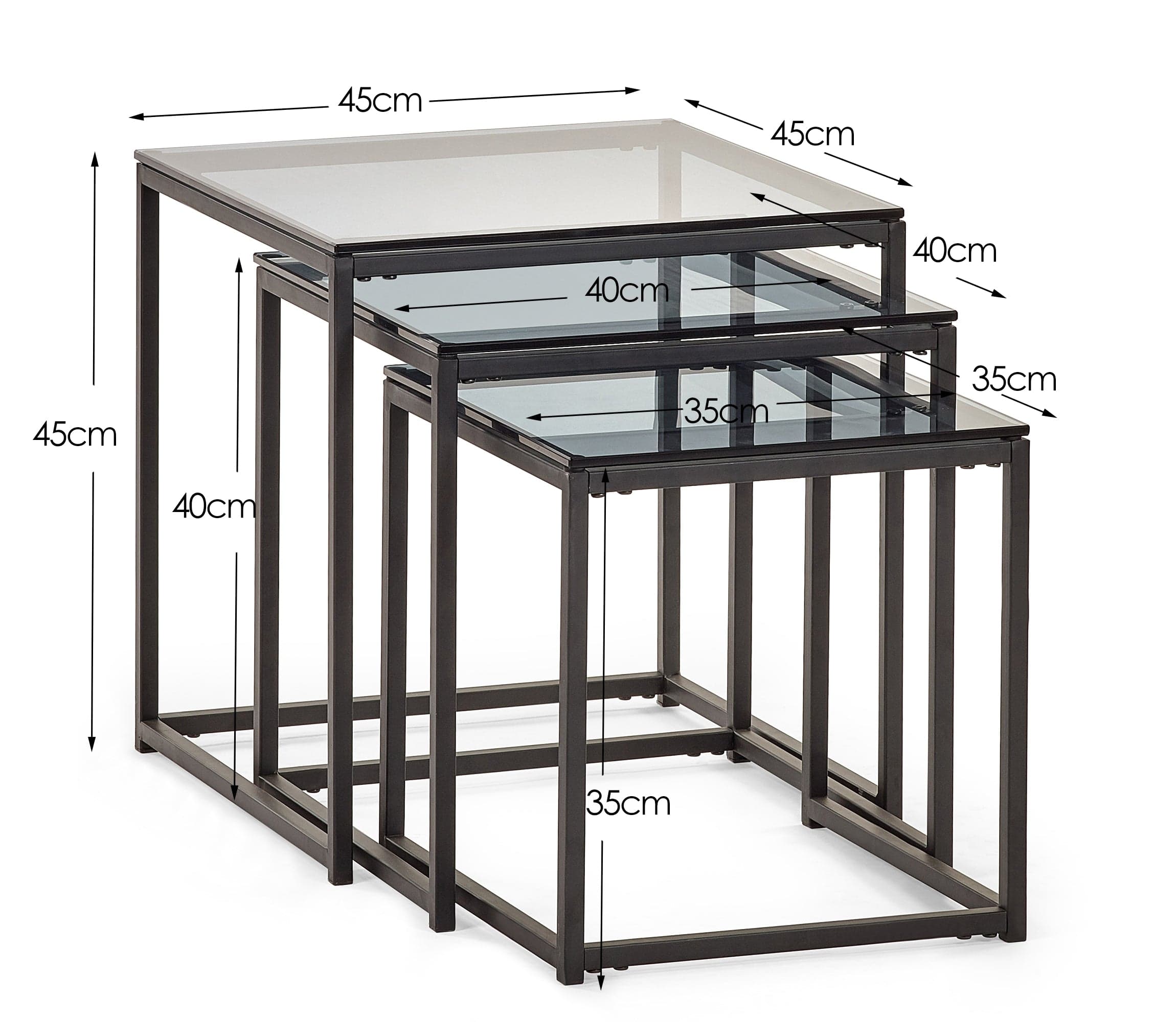 Chicago Nest Of 3 Tables Smoked Glass – Julian Bowen, view 3