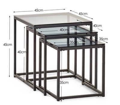 Chicago Nest Of 3 Tables Smoked Glass – Julian Bowen, view 3