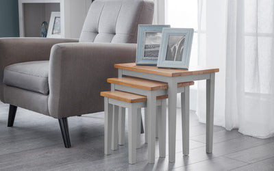 Cleo Nest Of Tables 2 Tone Grey & Oak – Julian Bowen, view 2