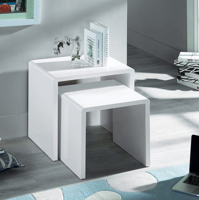Manhattan High Gloss White Nest Of 2 Tables – Julian Bowen, view 2