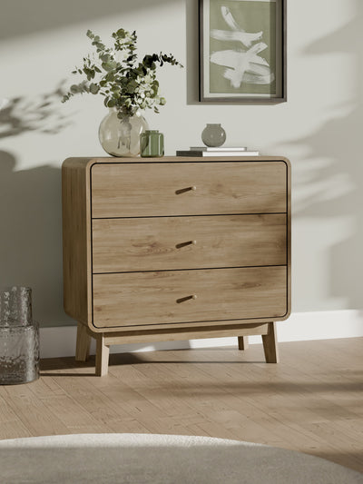 Ingrid 3 Drawer Chest Oak – Julian Bowen, view 2