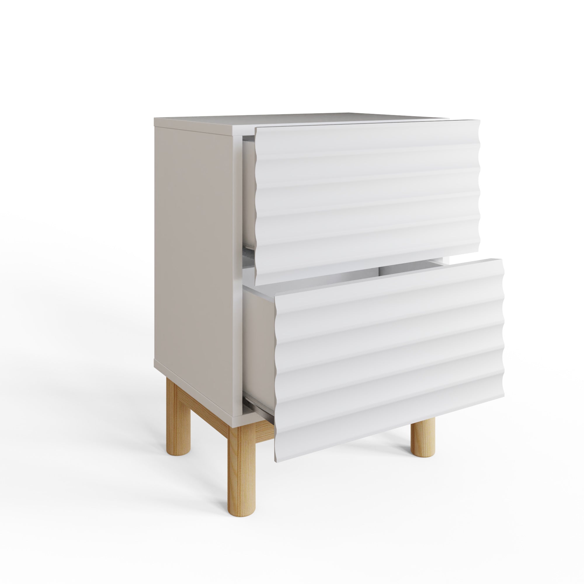 Karla Ribbed 2 Drawer Bedside Pair – White