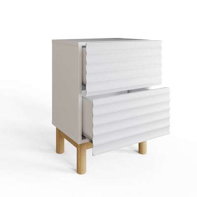 Karla Ribbed 2 Drawer Bedside Pair – White