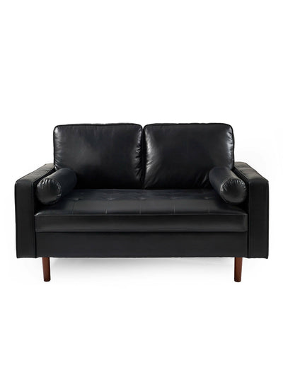 Henley Black Faux Leather 2 Seater Sofa – Julian Bowen, view 3