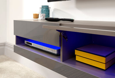 Galicia 120Cm Wall TV Unit With Led Grey – GFW, view 3