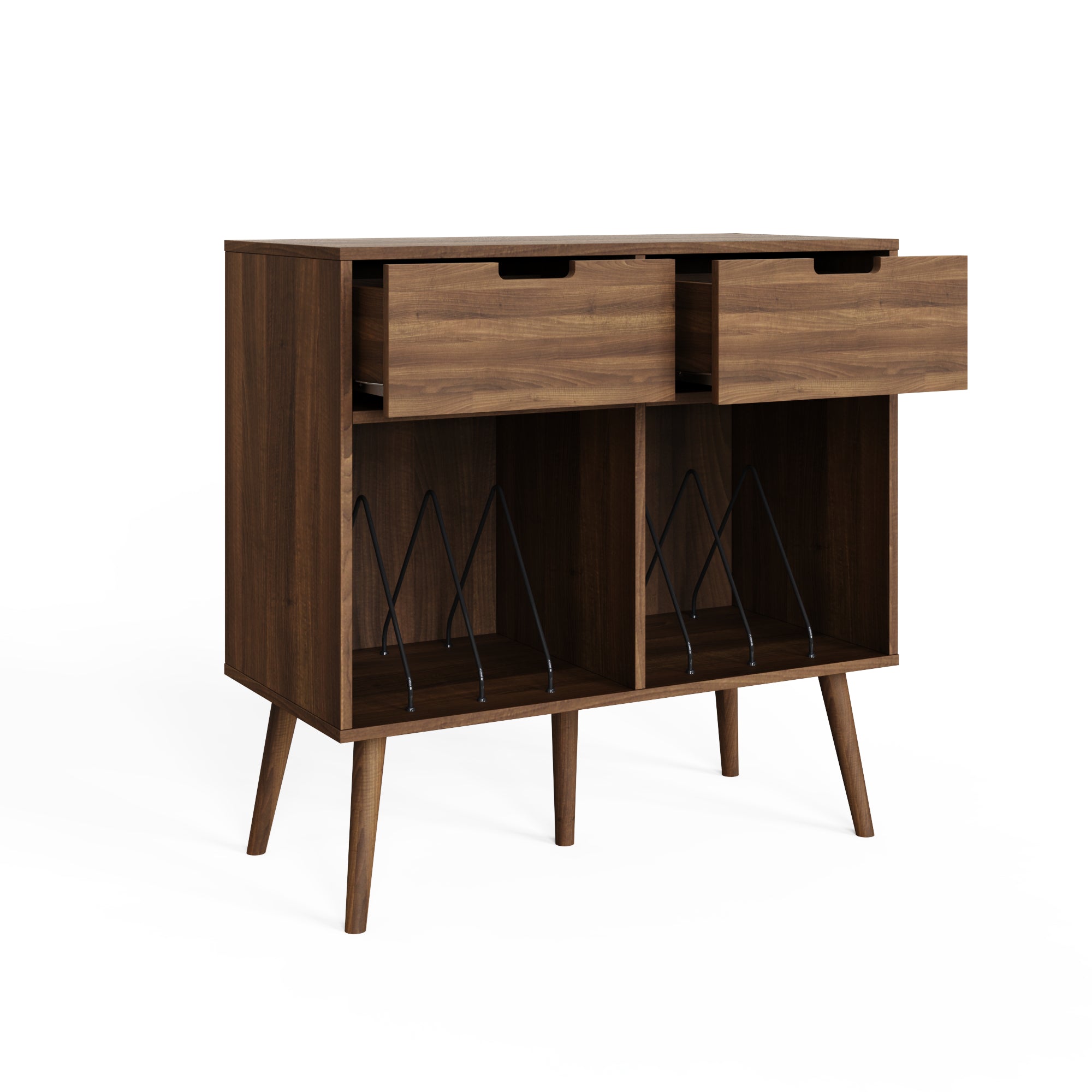 Jaxon 2 Drawer Turntable Stand – Walnut