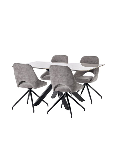 Jonah Grey Chenille Upholstered Dining Chairs (Set of 2) – Julian Bowen, view 2