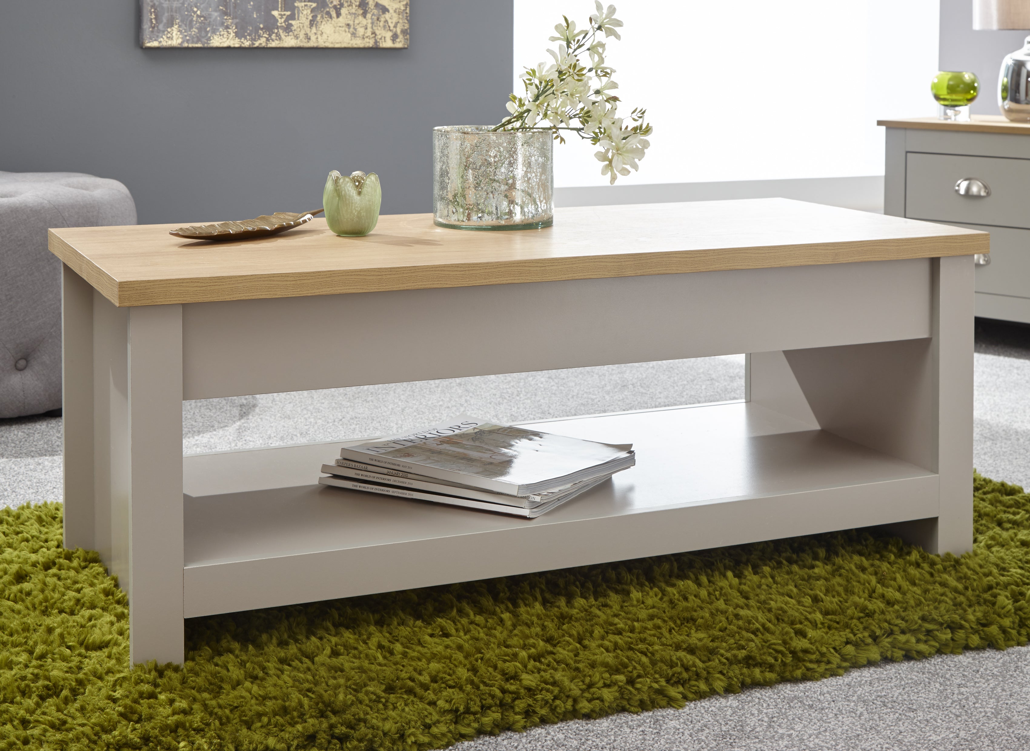 Lancaster Lift Up Coffee Table Grey – GFW, view 4