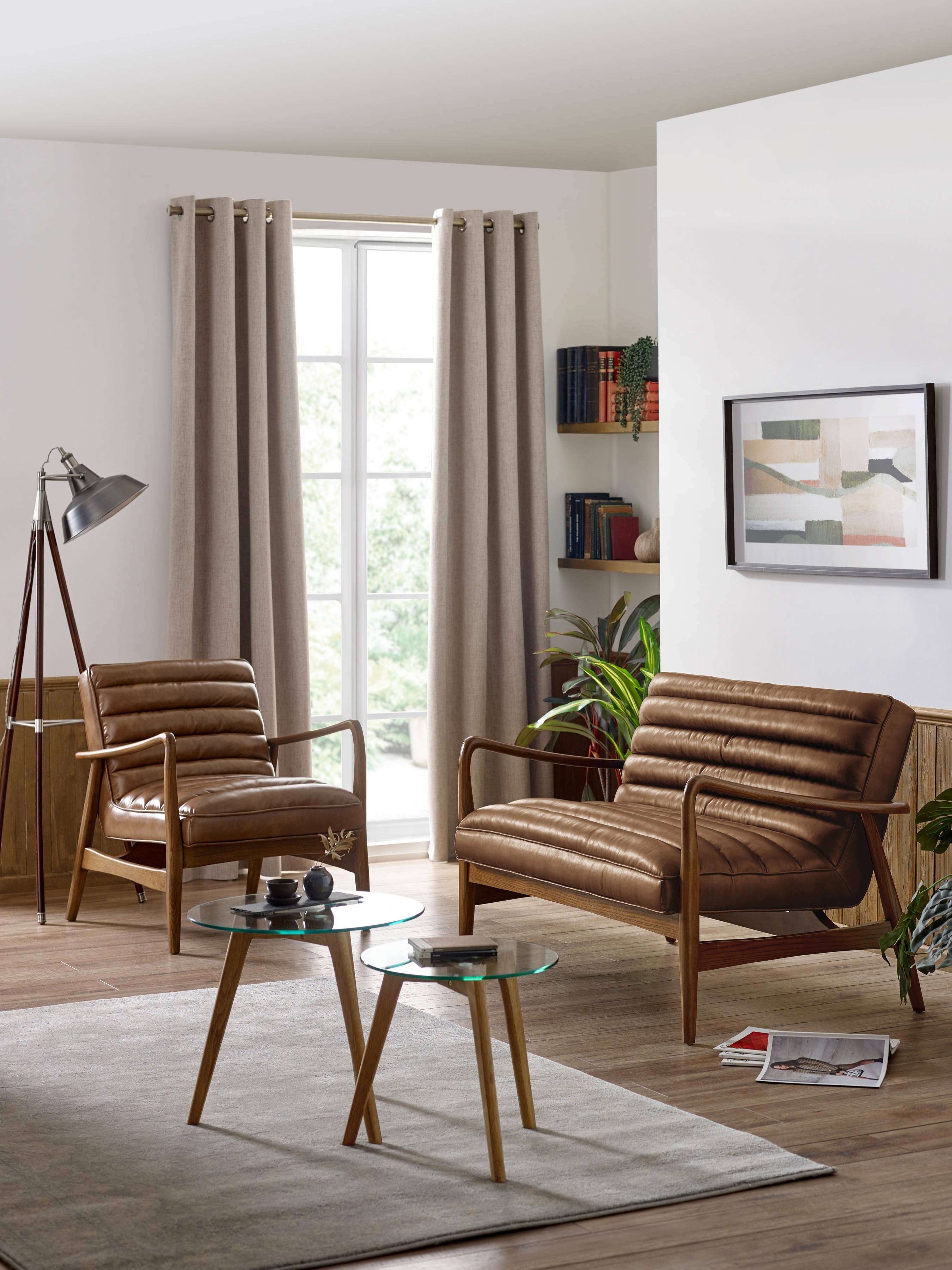 Marshall 2 Seater Sofa - Brown Faux Leather – Julian Bowen, view 12