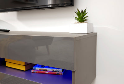 Galicia 120Cm Wall TV Unit With Led Grey – GFW, view 6