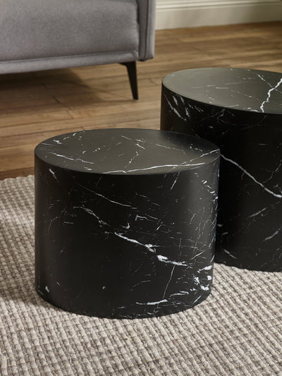 Toba Nest of 2 Black Marble Effect Tables – Julian Bowen, view 6