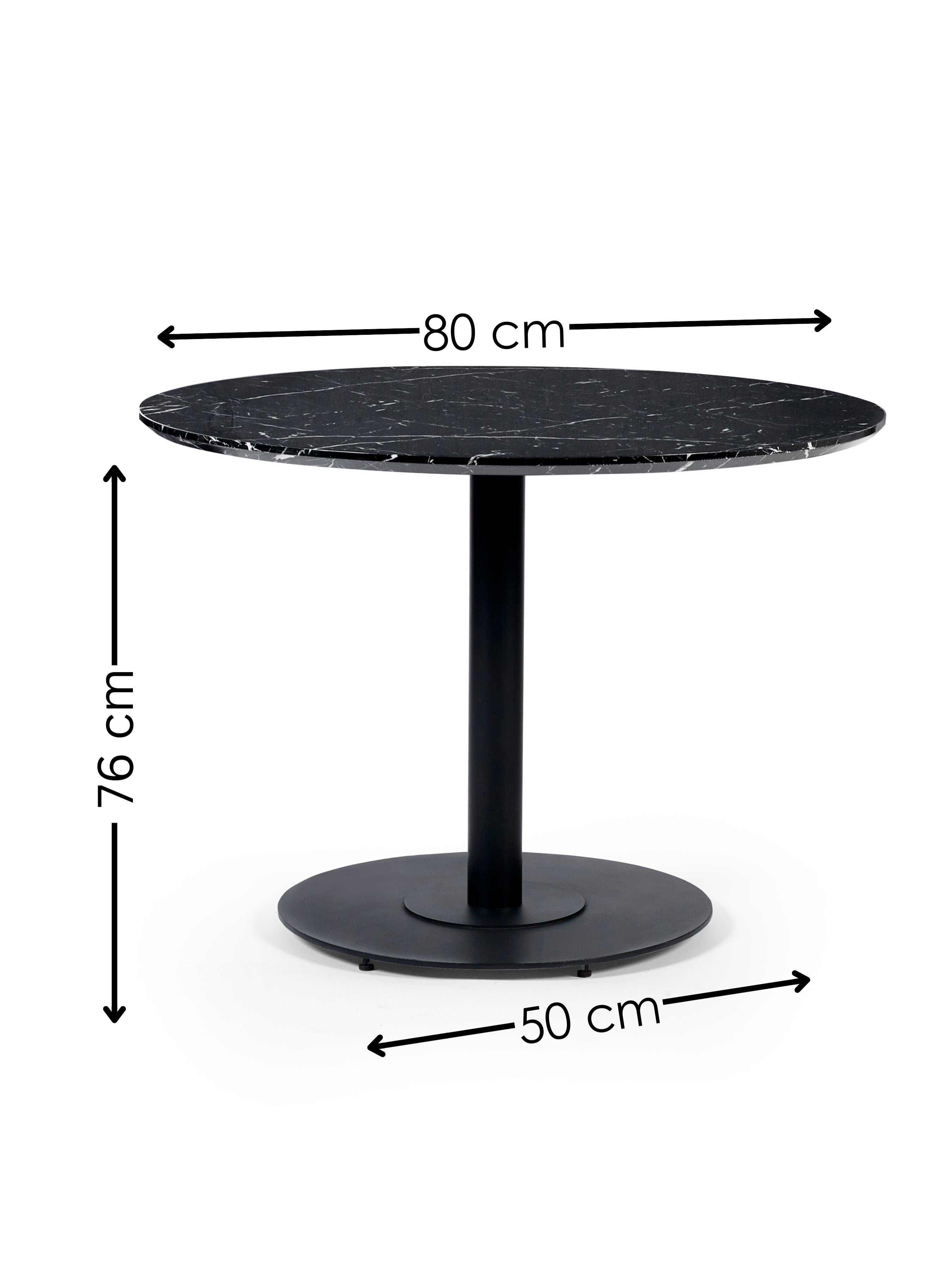 Luca 80cm Round Dining Table Black – Julian Bowen, view 4