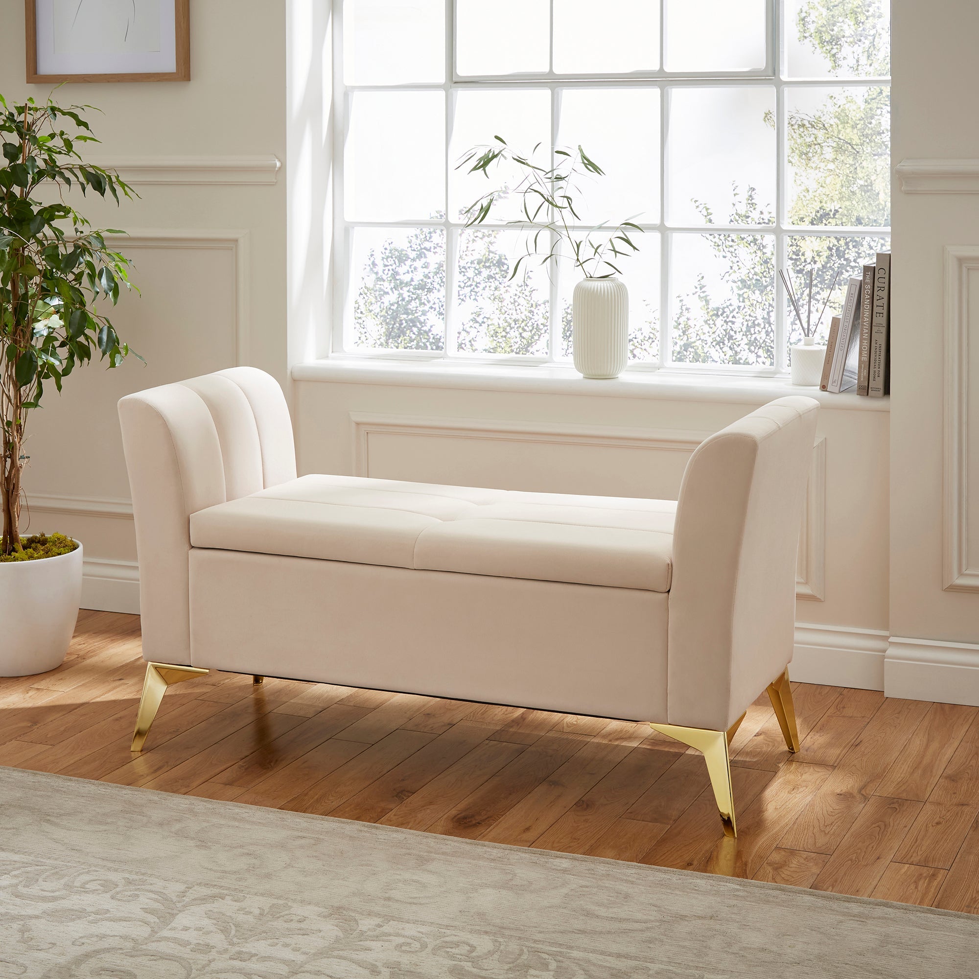 Pettine Ottoman Storage Bench Natural – GFW, view 2