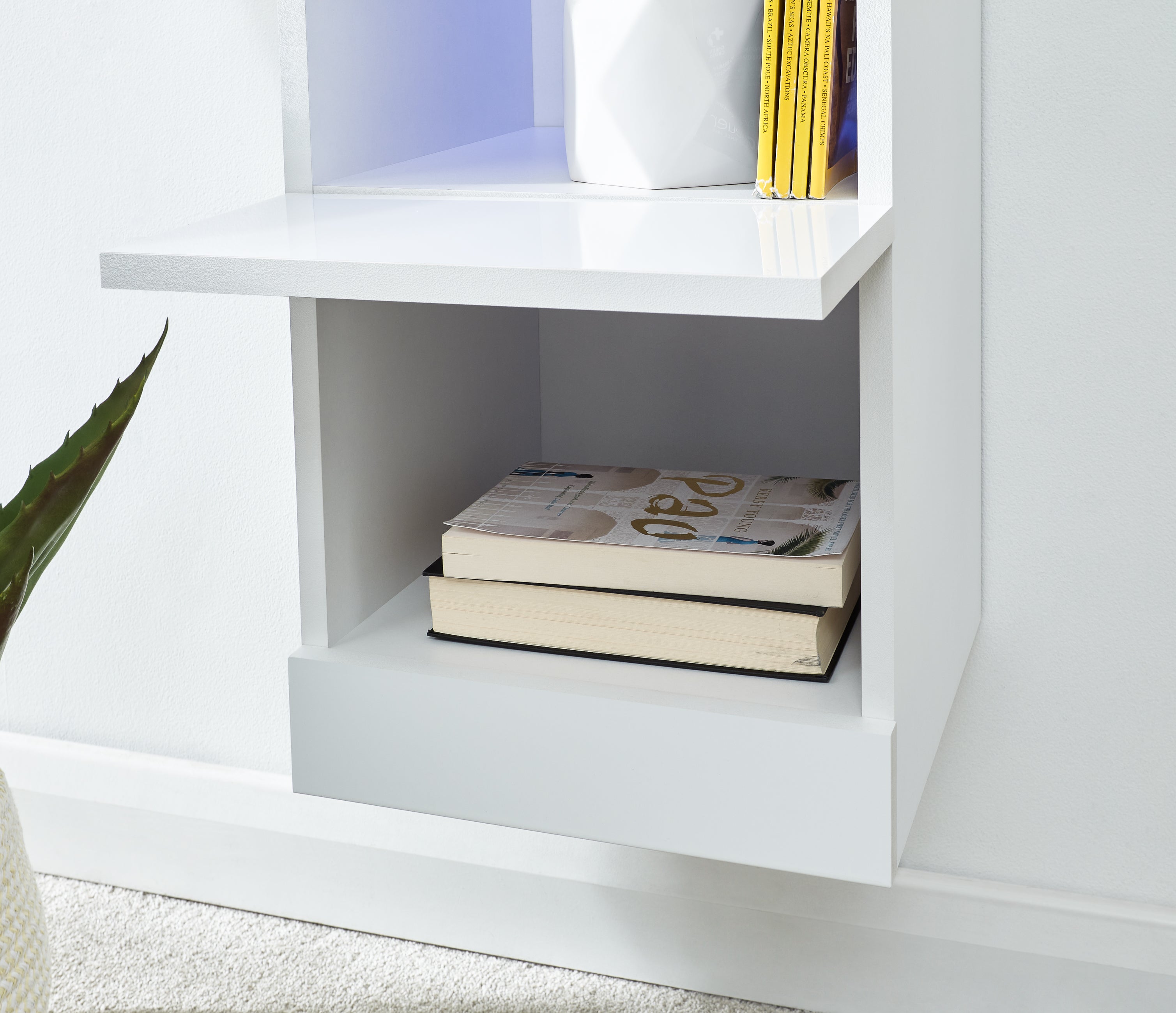 Galicia Tall Shelf Unit With Led White – GFW, view 6