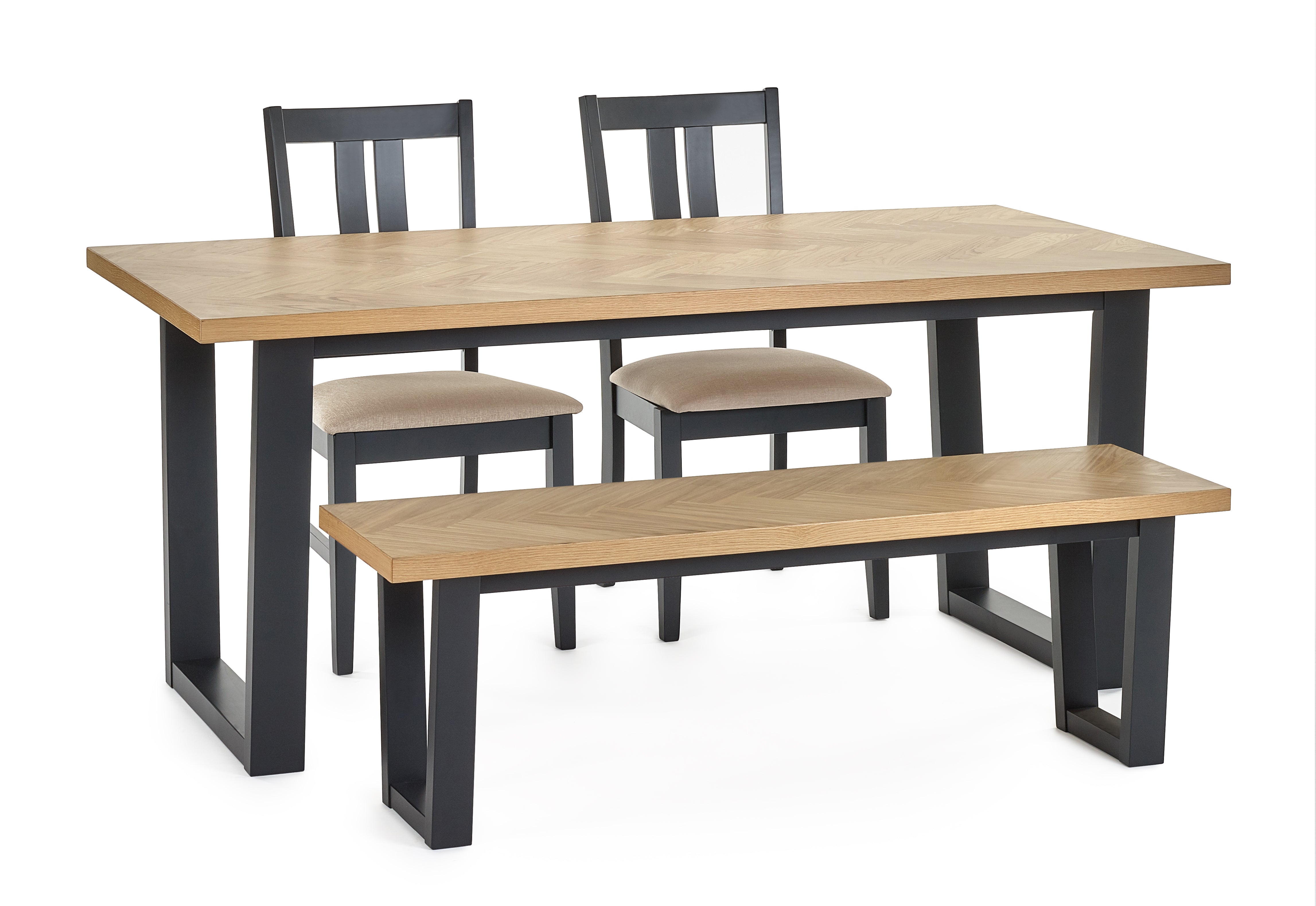 Hilton Dining Table, Bench and 2 Hilton Dining Chairs
