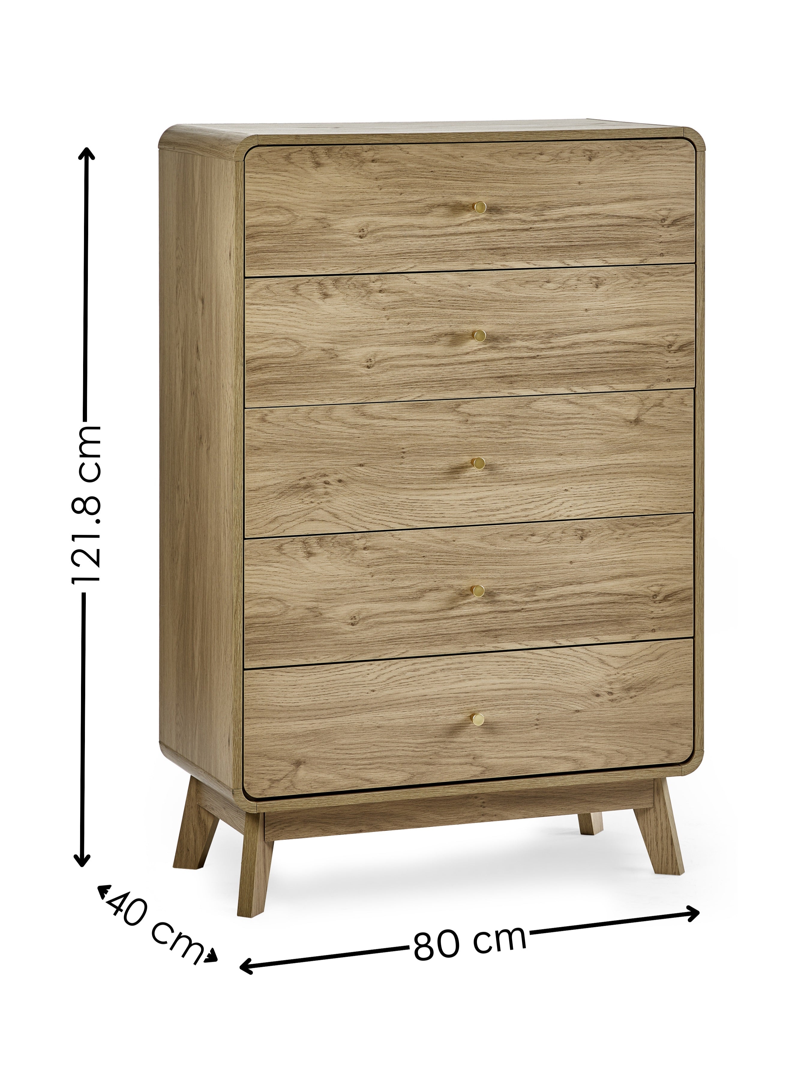 Ingrid 5 Drawer Chest Oak – Julian Bowen, view 5