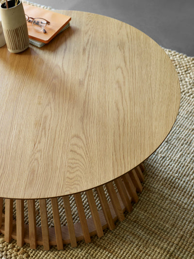 Ollie Natural Oak 80cm Round Coffee Table – Julian Bowen, view 6