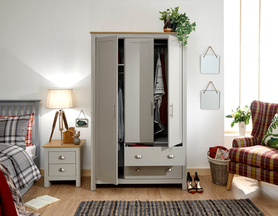 Lancaster 3 Door 2 Drawer Wardrobe Grey – GFW, view 4