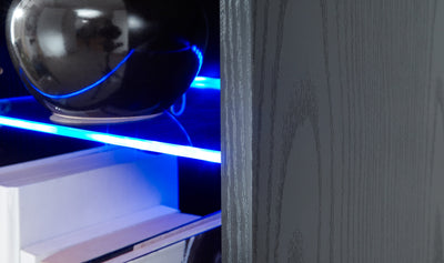 Galicia Tall Shelf Unit With Led Black – GFW, view 5