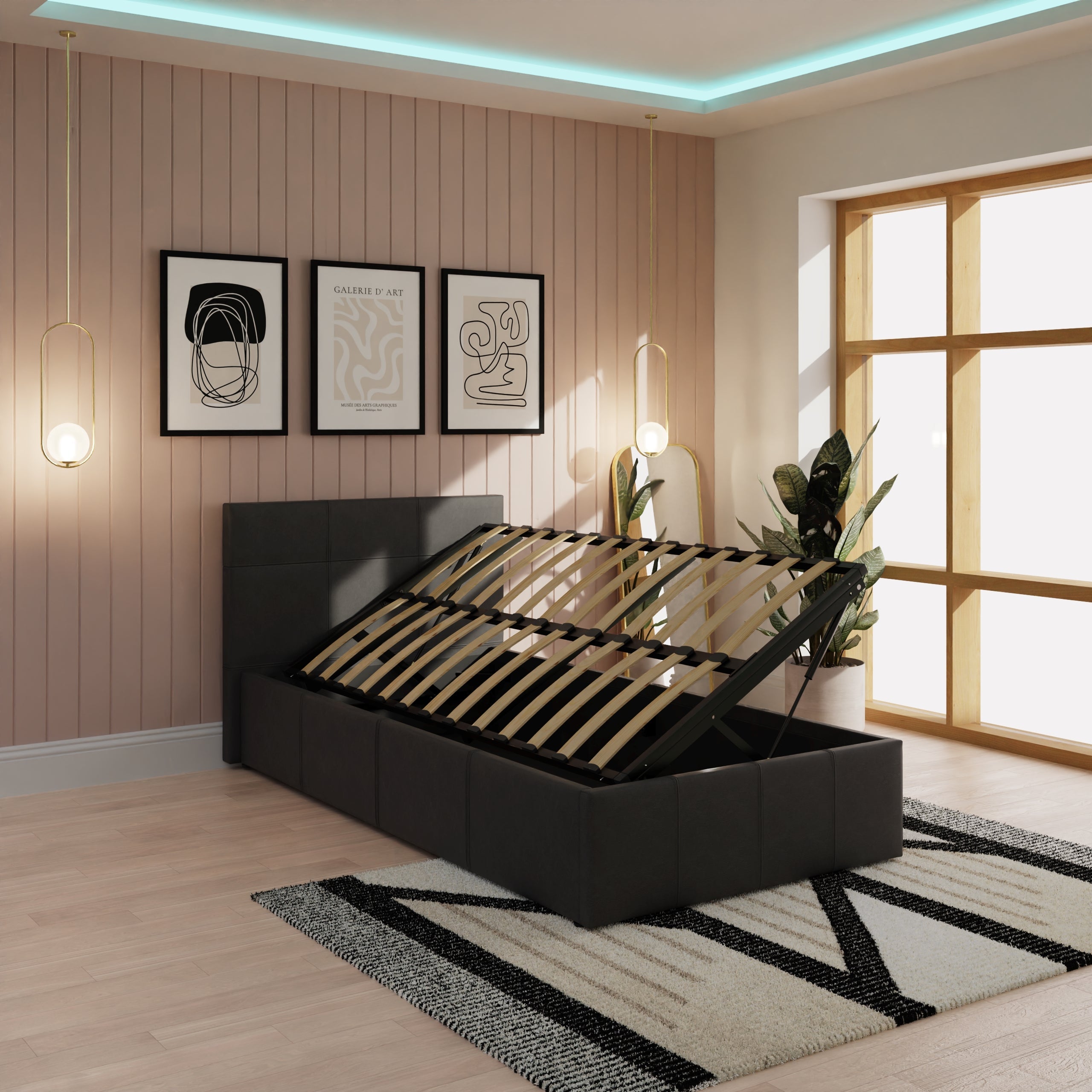 Side Lift Ottoman Bed Black – GFW, view 3