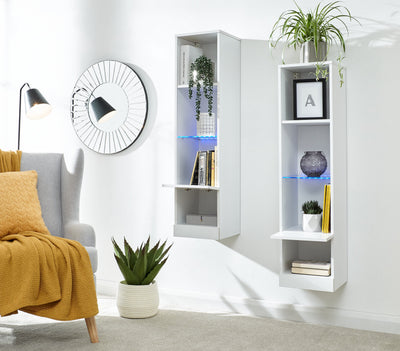 Galicia Tall Shelf Unit With Led White – GFW, view 9
