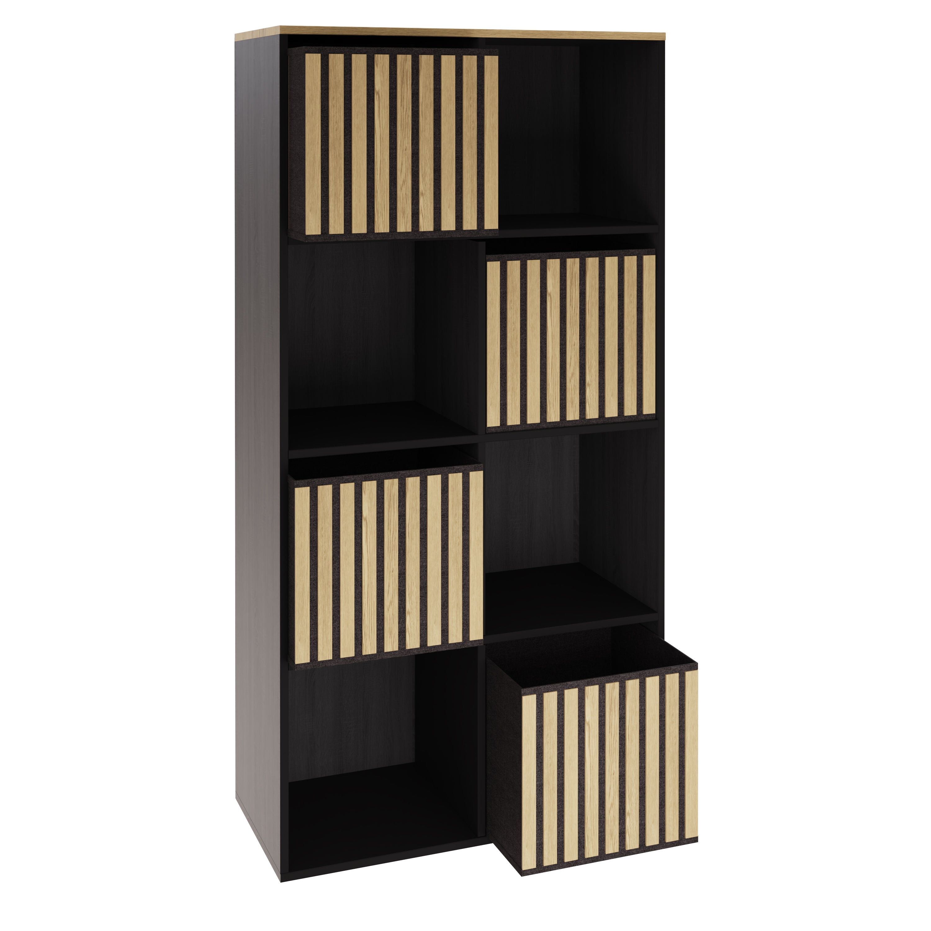 Kube 2X4 Storage Kube Black/Medium Oak – GFW, view 5