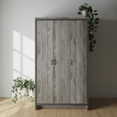 Boston 3 Door Wardrobe Grey – GFW, view 2