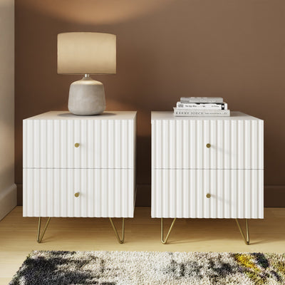 Thalia 2 Drawer Bedside Table Pair – White