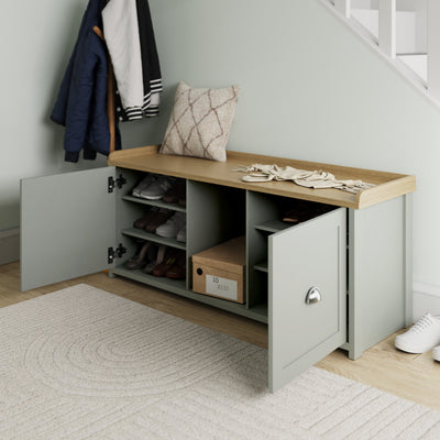 Lancaster 2 Door Shoe Bench Grey – GFW, view 3