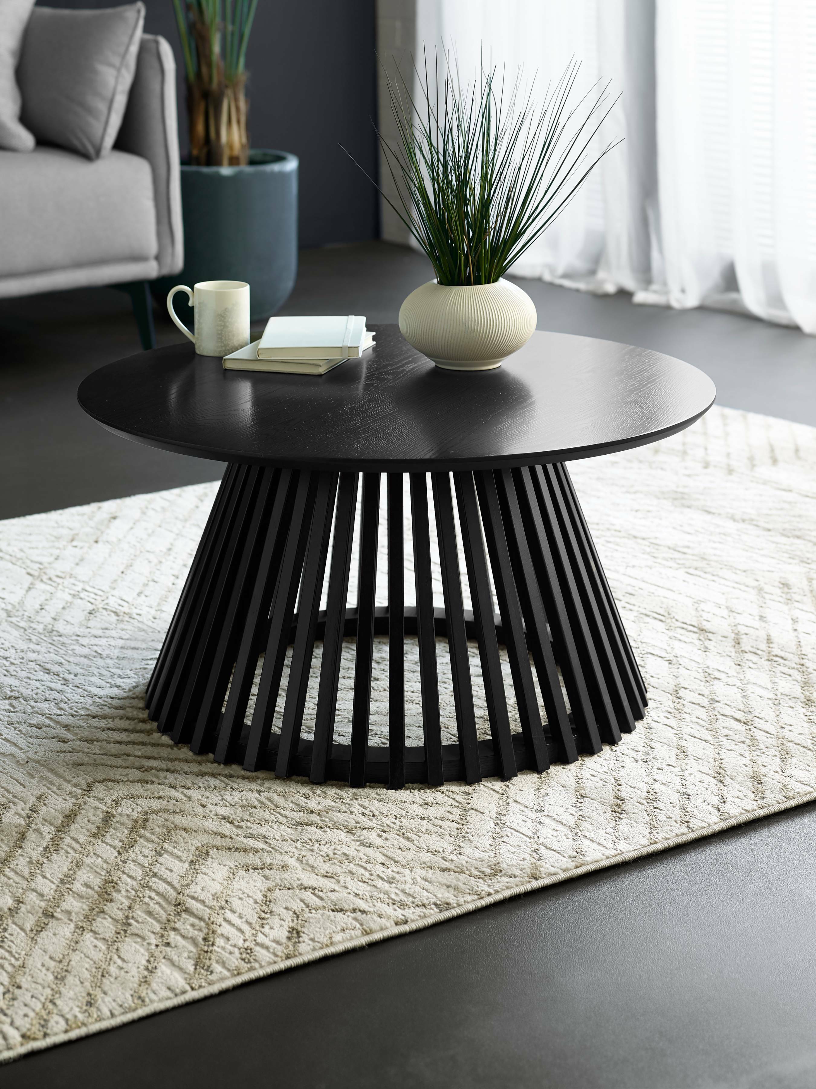Ollie Black 80cm Round Coffee Table – Julian Bowen, view 2