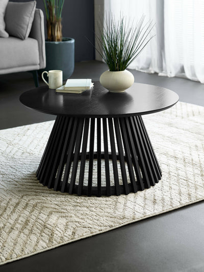 Ollie Black 80cm Round Coffee Table – Julian Bowen, view 2