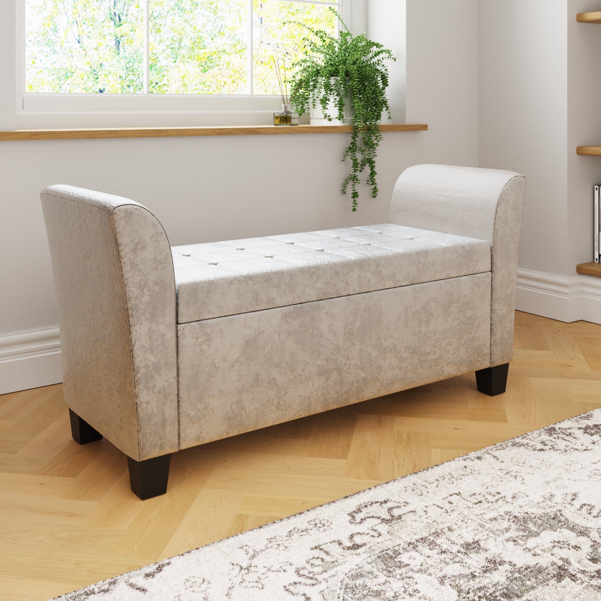 Verona Window Seat Oyster Crushed Velvet – GFW, view 4