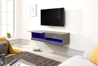 Galicia 120Cm Wall TV Unit With Led Grey – GFW, view 8